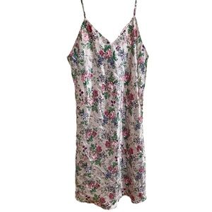Vintage 1990s Night Gown Nighty Slip Dress Chamise Teddy Pink Floral Size 6/M